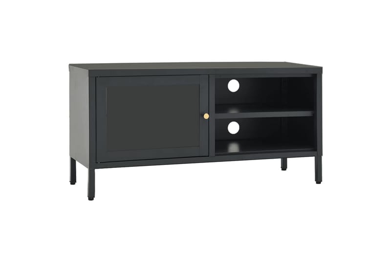 TV-benk antrasitt 90x30x44 cm stål og glass - Antrasittgrå - Møbler - Mediamøbel & tv møbel - TV-benk & mediabenk