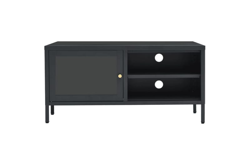 TV-benk antrasitt 90x30x44 cm stål og glass - Antrasittgrå - Møbler - Mediamøbel & tv møbel - TV-benk & mediabenk