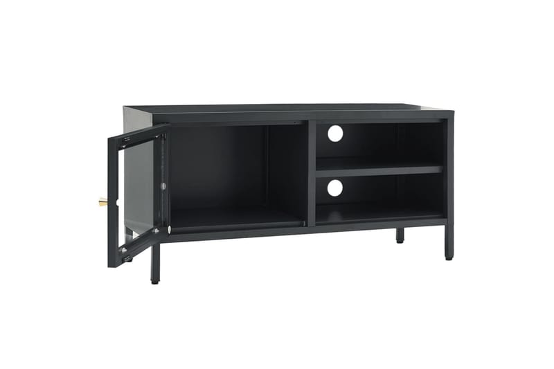 TV-benk antrasitt 90x30x44 cm stål og glass - Antrasittgrå - Møbler - Mediamøbel & tv møbel - TV-benk & mediabenk