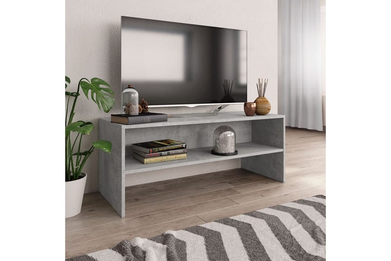 TV-benk betonggrå 100x40x40 cm sponplate - Grå - Møbler - Mediamøbel & tv møbel - TV-benk & mediabenk