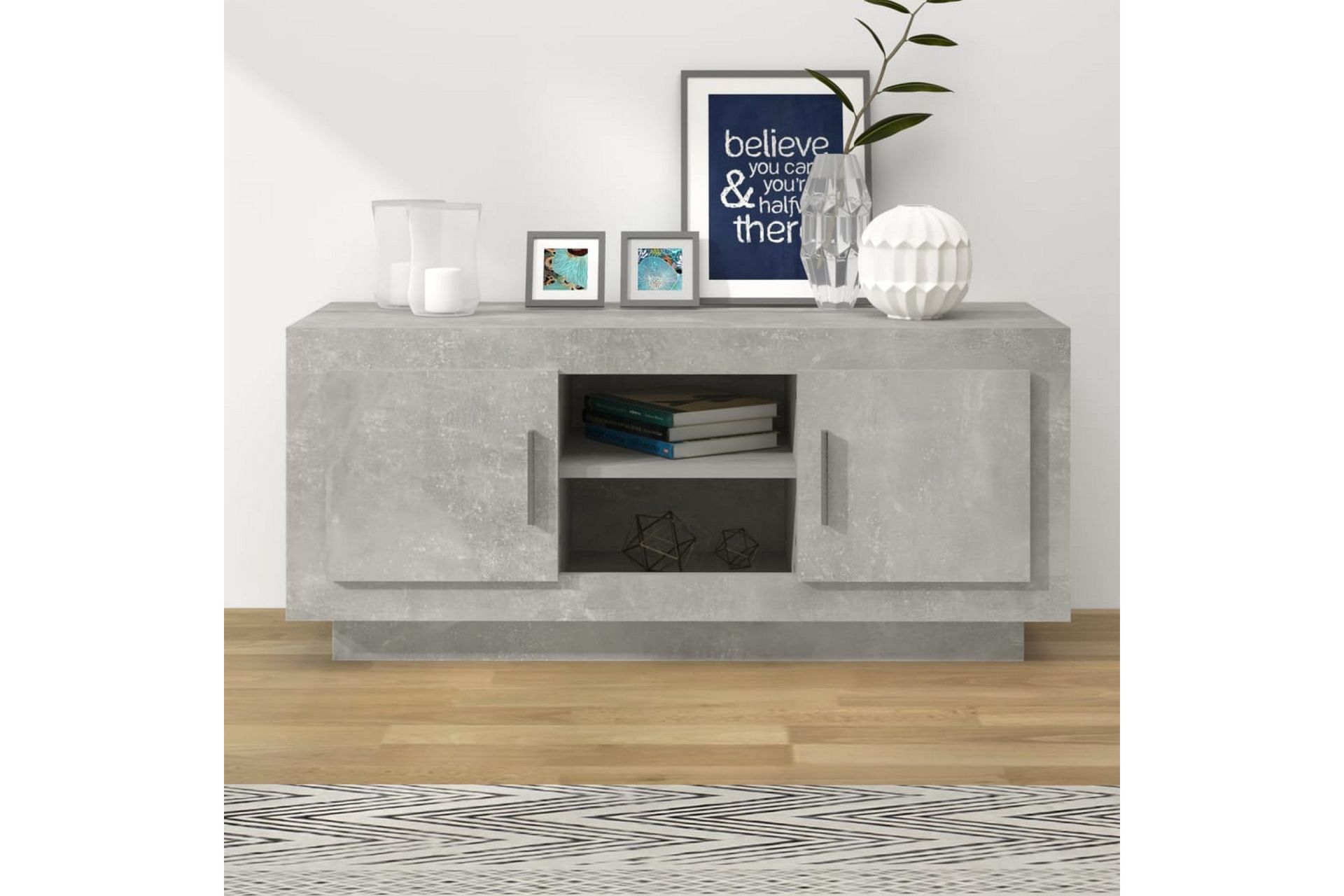 TV-benk betonggrå 102x35x45 cm konstruert tre - Grå - Møbler - Mediamøbel & tv møbel - TV-benk & mediabenk