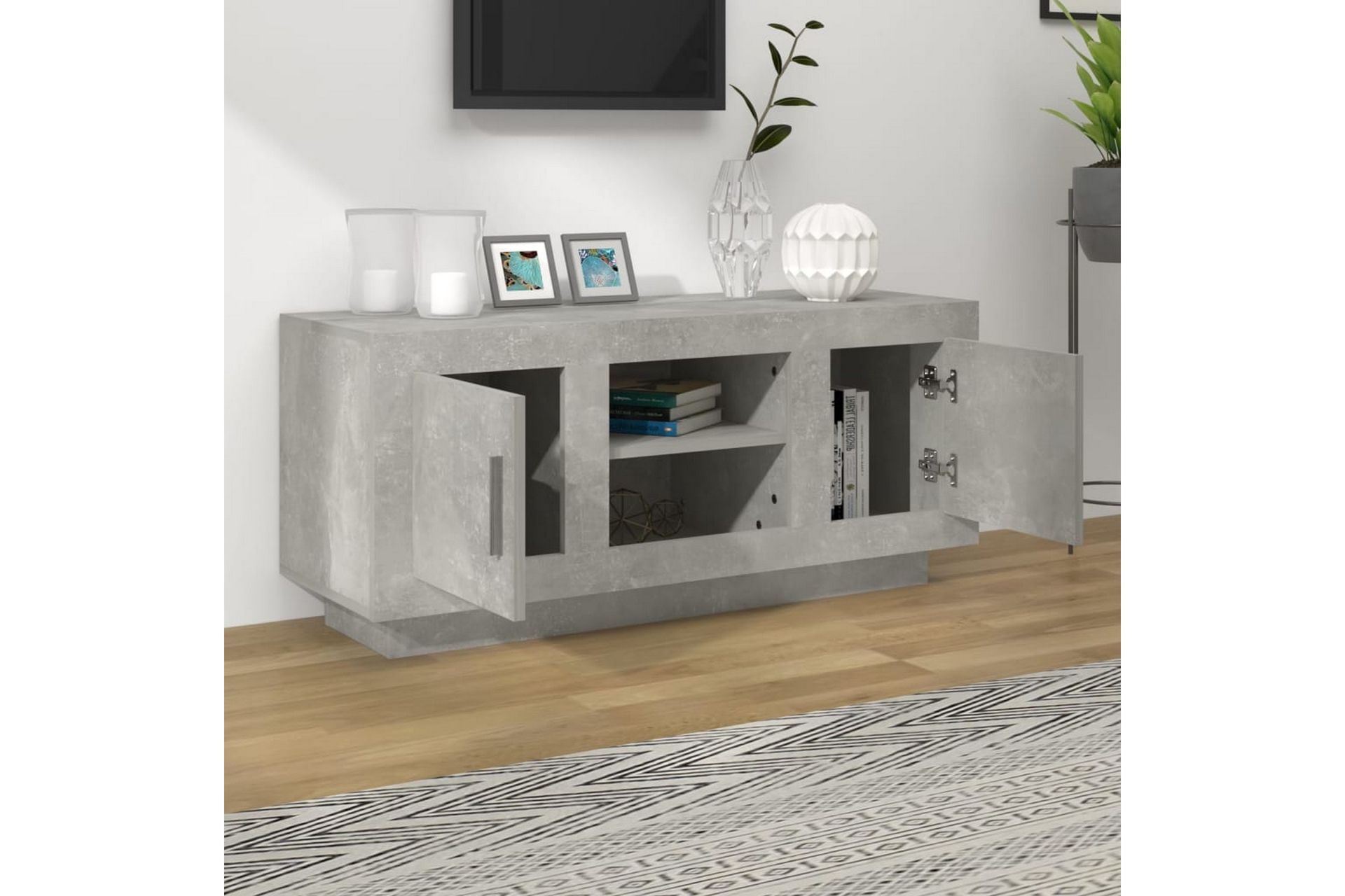 TV-benk betonggrå 102x35x45 cm konstruert tre - Grå - Møbler - Mediamøbel & tv møbel - TV-benk & mediabenk