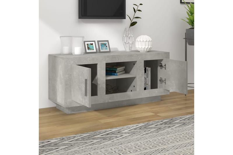 TV-benk betonggrå 102x35x45 cm konstruert tre - Grå - Møbler - Mediamøbel & tv møbel - TV-benk & mediabenk