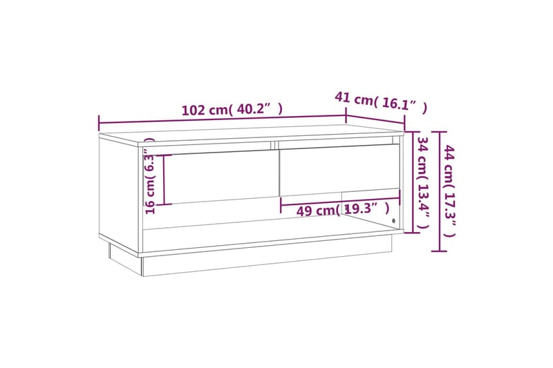 TV-benk betonggrå 102x41x44 cm sponplate - Grå - Møbler - Mediamøbel & tv møbel - TV-benk & mediabenk
