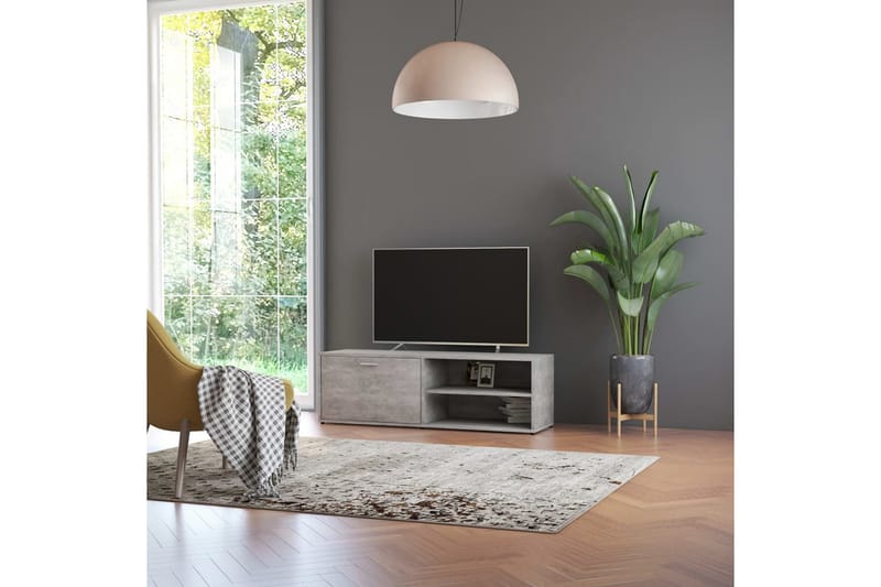TV-benk betonggrå 120x34x37 cm sponplate - Grå - Møbler - Mediamøbel & tv møbel - TV-benk & mediabenk