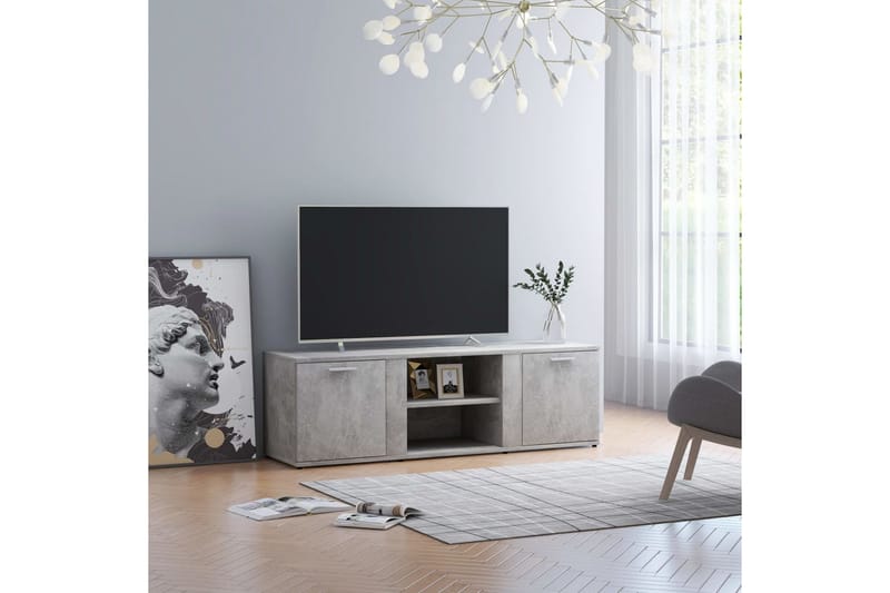 TV-benk betonggrå 120x34x37 cm sponplate - Grå - Møbler - Mediamøbel & tv møbel - TV-benk & mediabenk