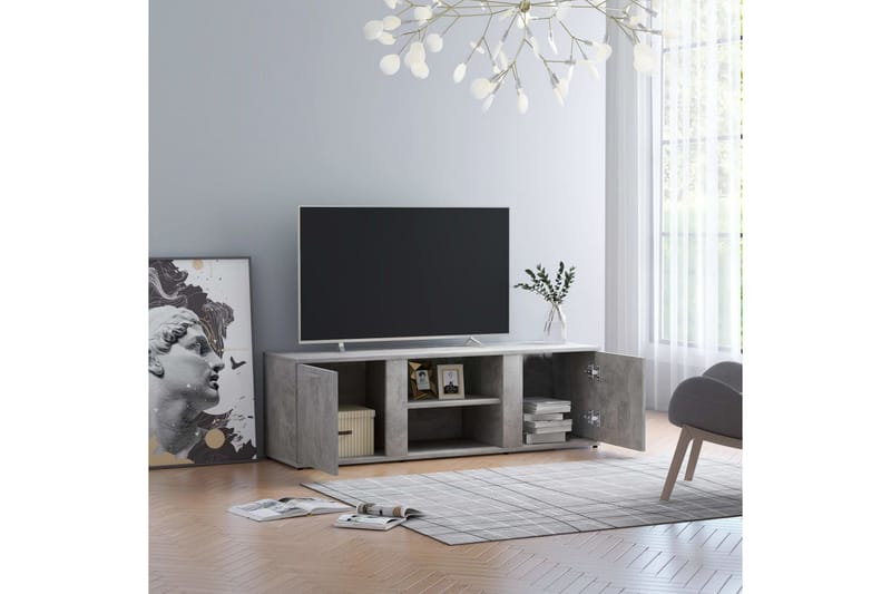TV-benk betonggrå 120x34x37 cm sponplate - Grå - Møbler - Mediamøbel & tv møbel - TV-benk & mediabenk