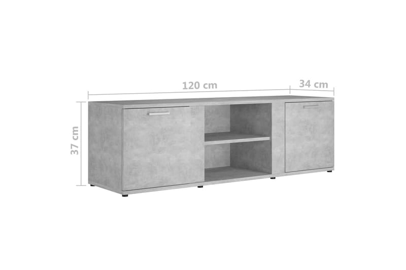 TV-benk betonggrå 120x34x37 cm sponplate - Grå - Møbler - Mediamøbel & tv møbel - TV-benk & mediabenk