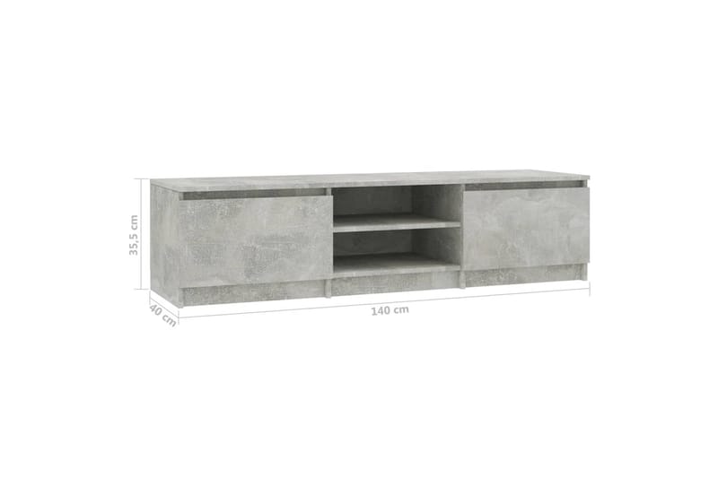 TV-benk betonggrå 140x40x35,5 cm sponplate - Grå - Møbler - Mediamøbel & tv møbel - TV-benk & mediabenk