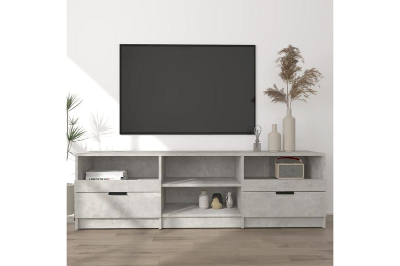TV-benk betonggrå 150x33,5x45 cm konstruert tre - Grå - TV-benk & mediabenk