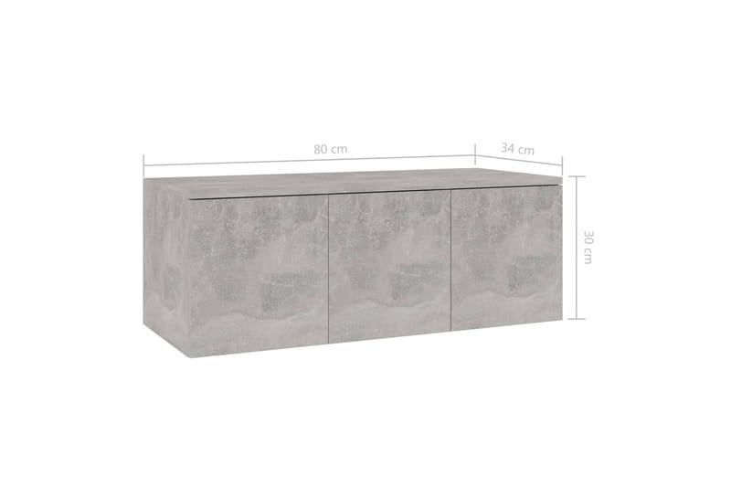 TV-benk betonggrå 80x34x30 cm sponplate - Møbler - Mediamøbel & tv møbel - TV-benk & mediabenk