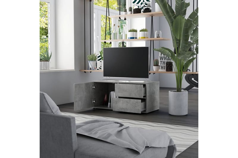 TV-benk betonggrå 80x34x36 cm sponplate - Grå - Møbler - Mediamøbel & tv møbel - TV-benk & mediabenk