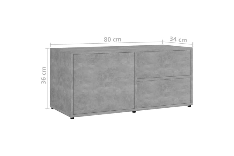TV-benk betonggrå 80x34x36 cm sponplate - Grå - Møbler - Mediamøbel & tv møbel - TV-benk & mediabenk