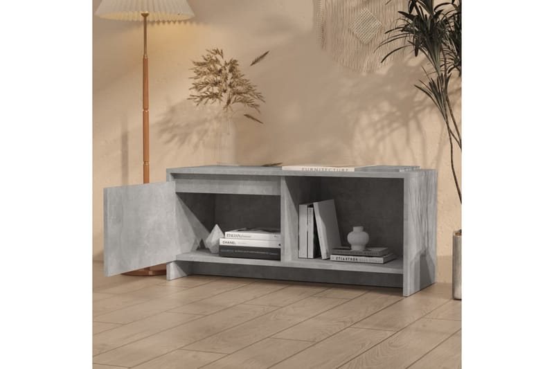 TV-benk betonggrå 90x35x40 cm sponplate - Grå - Møbler - Mediamøbel & tv møbel - TV-benk & mediabenk