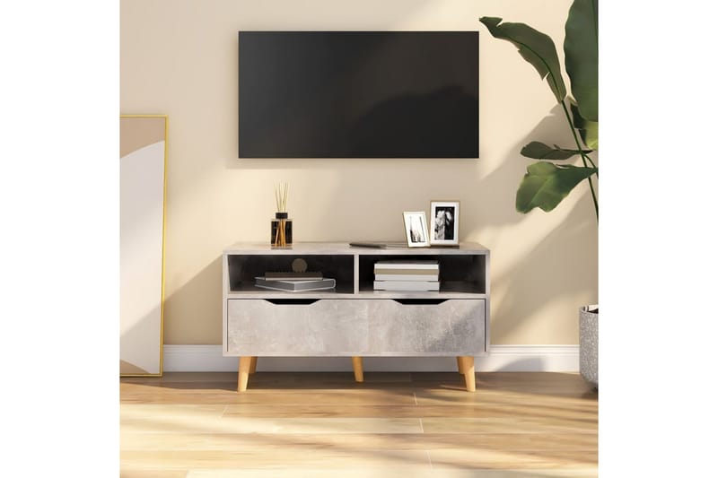 TV-benk betonggrå 90x40x48,5 cm sponplate - Grå - Møbler - Mediamøbel & tv møbel - TV-benk & mediabenk