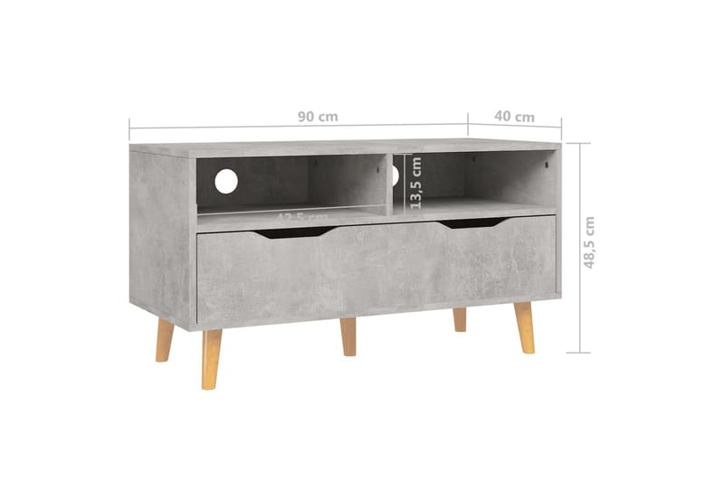 TV-benk betonggrå 90x40x48,5 cm sponplate - Grå - Møbler - Mediamøbel & tv møbel - TV-benk & mediabenk