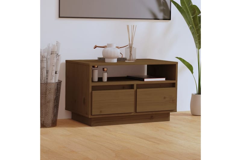 TV-benk brun 60x35x37 cm heltre furu - Brun - TV-benk & mediabenk