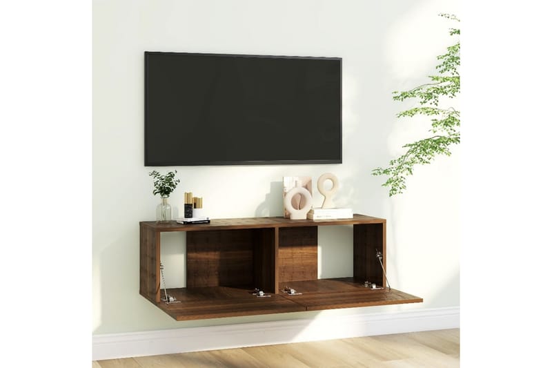 TV-benk brun eik 100x30x30 cm konstruert tre - Brun - TV-benk & mediabenk