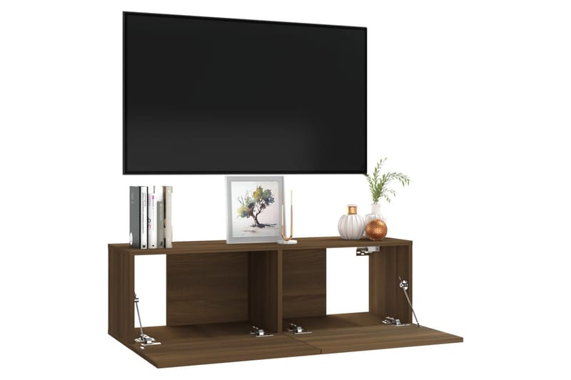 TV-benk brun eik 100x30x30 cm konstruert tre - Brun - TV-benk & mediabenk