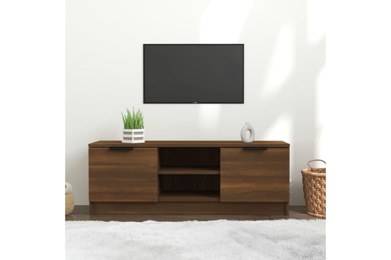 TV-benk brun eik 102x35x36,5 cm konstruert tre - Brun - Møbler - Mediamøbel & tv møbel - TV-benk & mediabenk