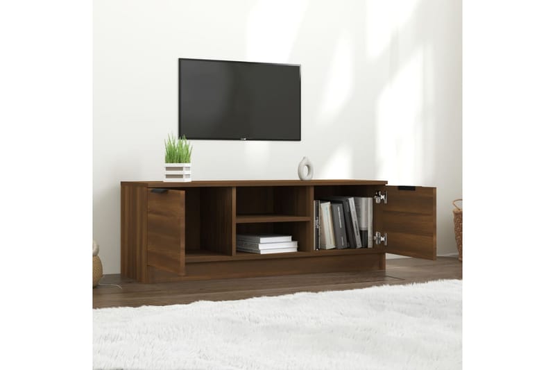 TV-benk brun eik 102x35x36,5 cm konstruert tre - Brun - Møbler - Mediamøbel & tv møbel - TV-benk & mediabenk