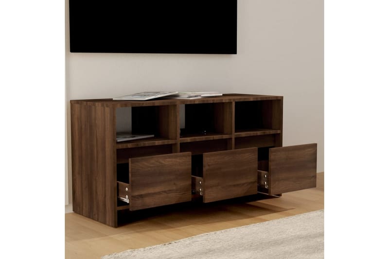TV-benk brun eik 102x37,5x52,5 cm sponplate - Brun - TV-benk & mediabenk