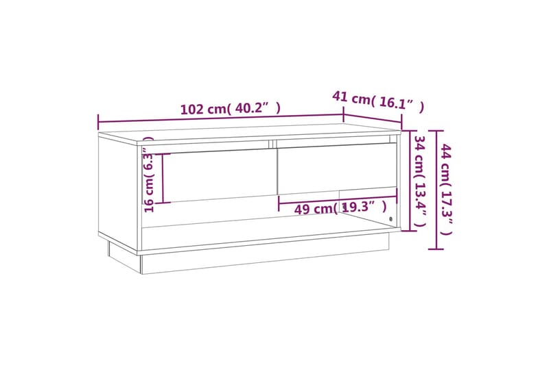 TV-benk brun eik 102x41x44 cm sponplate - Brun - TV-benk & mediabenk