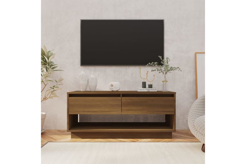 TV-benk brun eik 102x41x44 cm sponplate - Brun - TV-benk & mediabenk