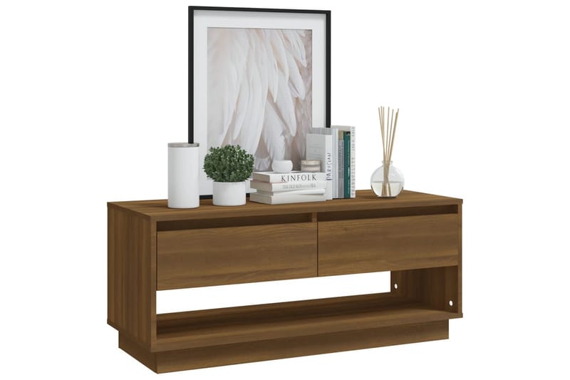 TV-benk brun eik 102x41x44 cm sponplate - Brun - Møbler - Mediamøbel & tv møbel - TV-benk & mediabenk