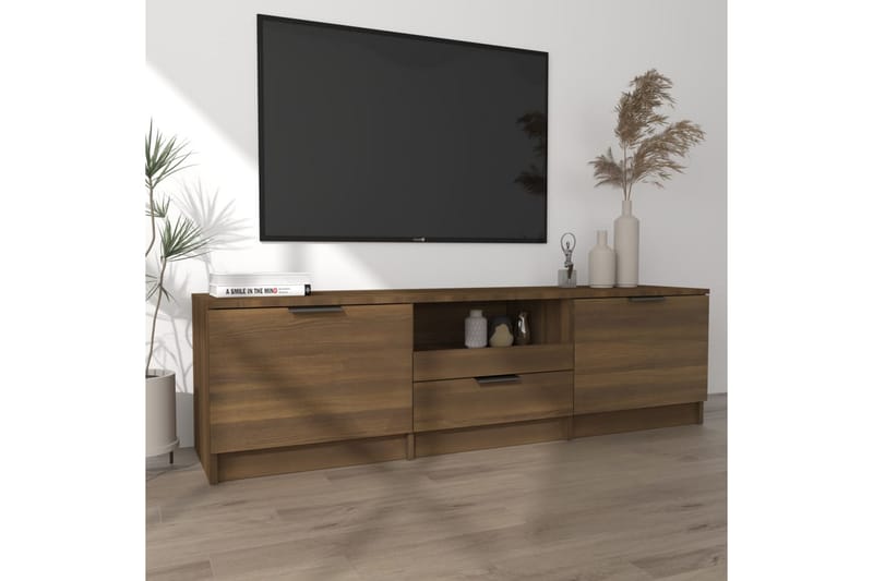 TV-benk brun eik 140x35x40 cm konstruert tre - Brun - TV-benk & mediabenk