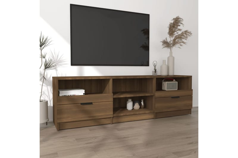 TV-benk brun eik 150x33,5x45 cm konstruert tre - Brun - Møbler - Mediamøbel & tv møbel - TV-benk & mediabenk