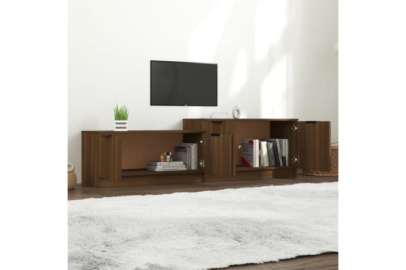 TV-benk brun eik 158,5x36x45 cm konstruert tre - Brun - TV-benk & mediabenk