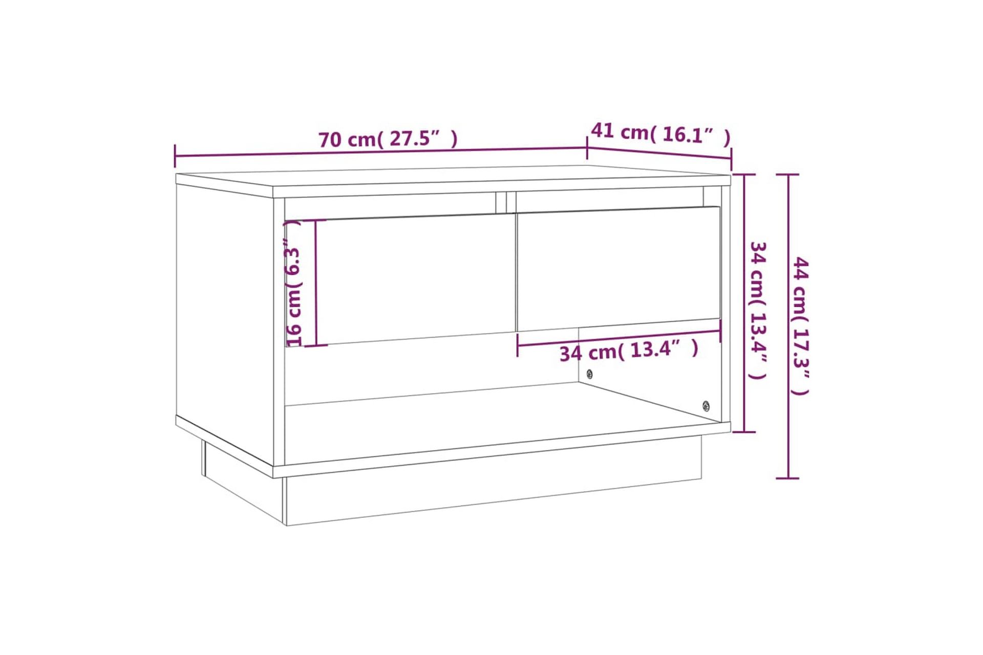 TV-benk brun eik 70x41x44 cm sponplate - Brun - Møbler - Mediamøbel & tv møbel - TV-benk & mediabenk