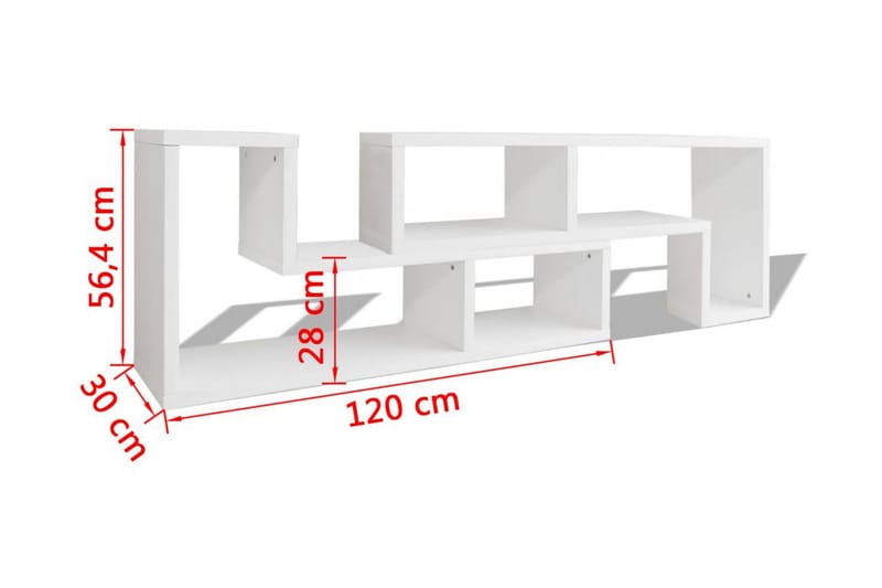 TV-Benk Dobbel L-Formet Hvit - Hvit - TV-benk & mediabenk