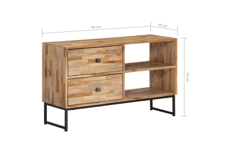 TV-benk gjenvunnet tre 90x30x55 cm - Brun/Beige - Møbler - Mediamøbel & tv møbel - TV-benk & mediabenk