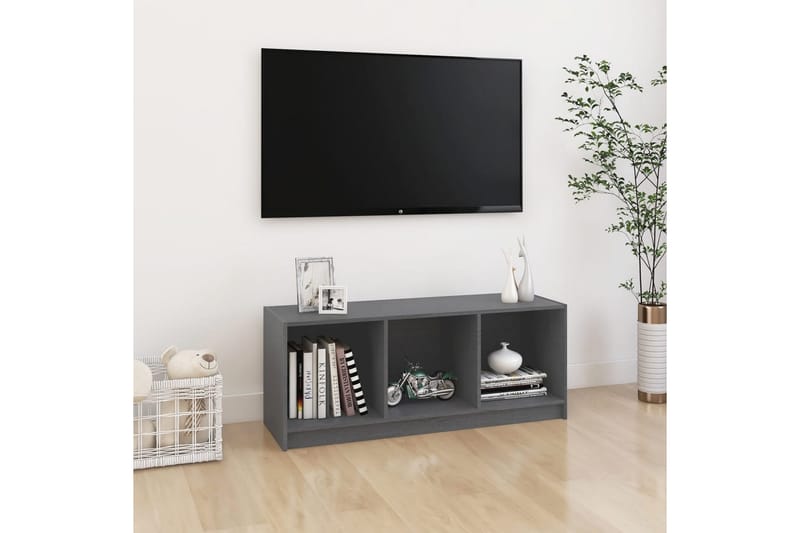 TV-benk grå 104x33x41 cm heltre furu - Grå - TV-benk & mediabenk