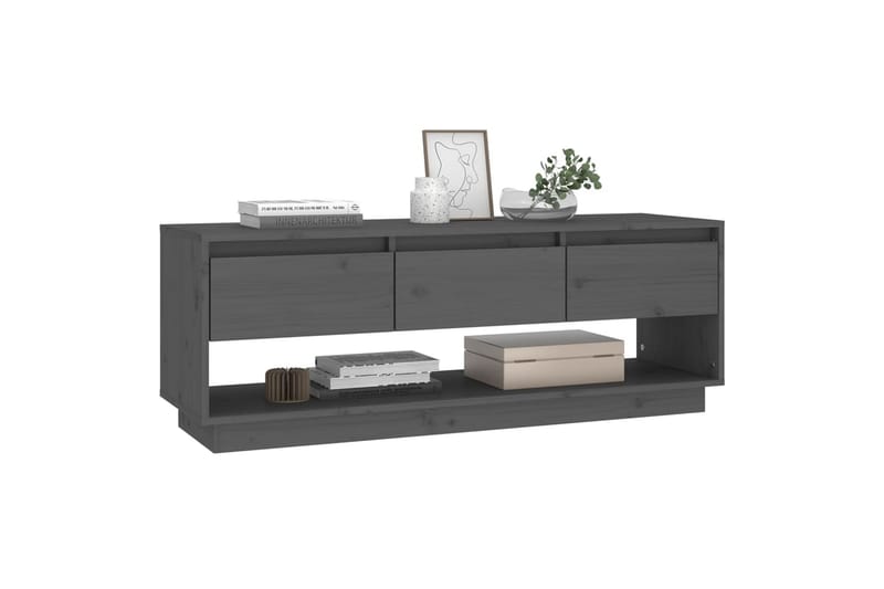 TV-benk grå 110,5x34x40 cm heltre furu - Grå - Møbler - Mediamøbel & tv møbel - TV-benk & mediabenk