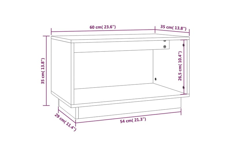 TV-benk grå 60x35x35 cm heltre furu - Grå - TV-benk & mediabenk