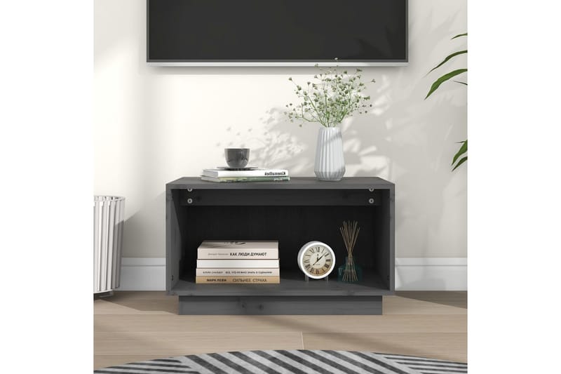 TV-benk grå 60x35x35 cm heltre furu - Grå - Møbler - Mediamøbel & tv møbel - TV-benk & mediabenk