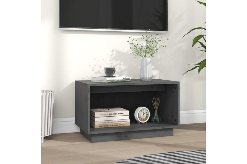 TV-benk grå 60x35x35 cm heltre furu - Grå - Møbler - Mediamøbel & tv møbel - TV-benk & mediabenk