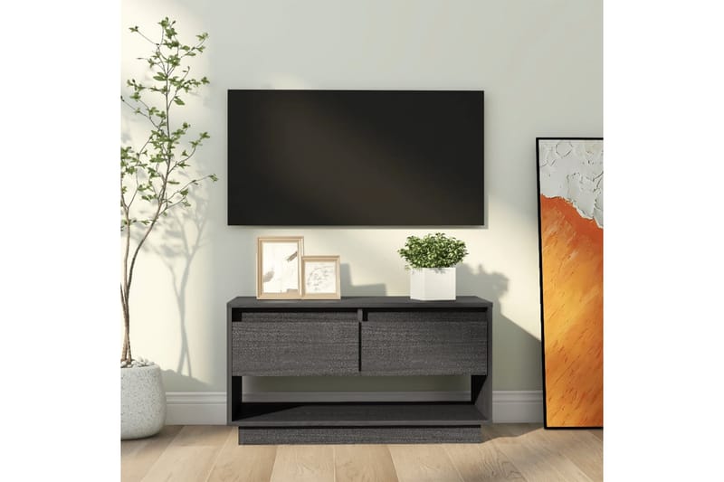 TV-benk grå 74x34x40 cm heltre furu - Grå - Møbler - Mediamøbel & tv møbel - TV-benk & mediabenk