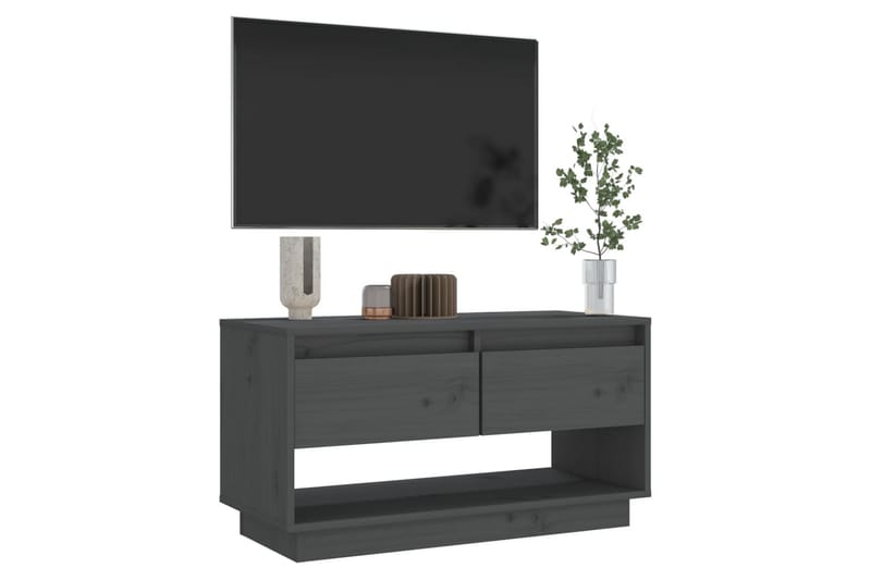 TV-benk grå 74x34x40 cm heltre furu - Grå - Møbler - Mediamøbel & tv møbel - TV-benk & mediabenk