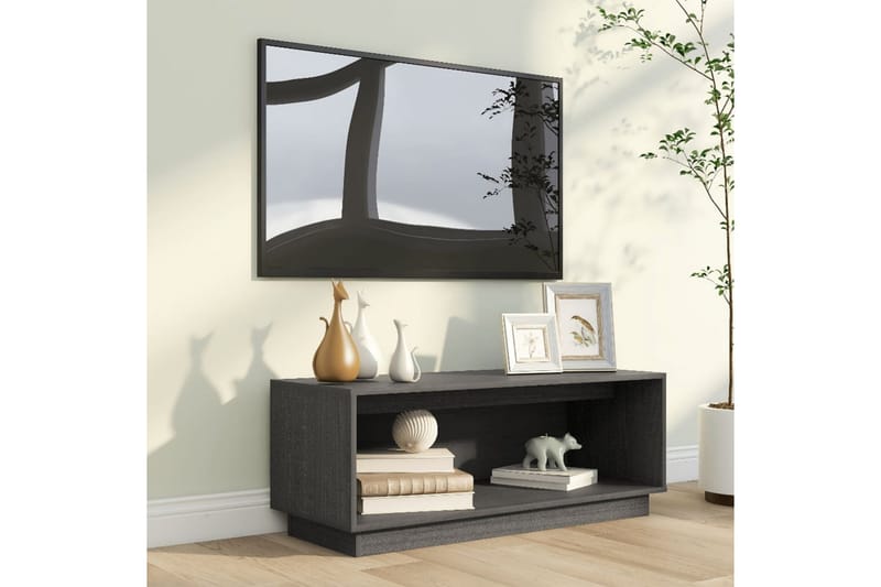 TV-benk grå 90x35x35 cm heltre furu - Grå - Møbler - Mediamøbel & tv møbel - TV-benk & mediabenk