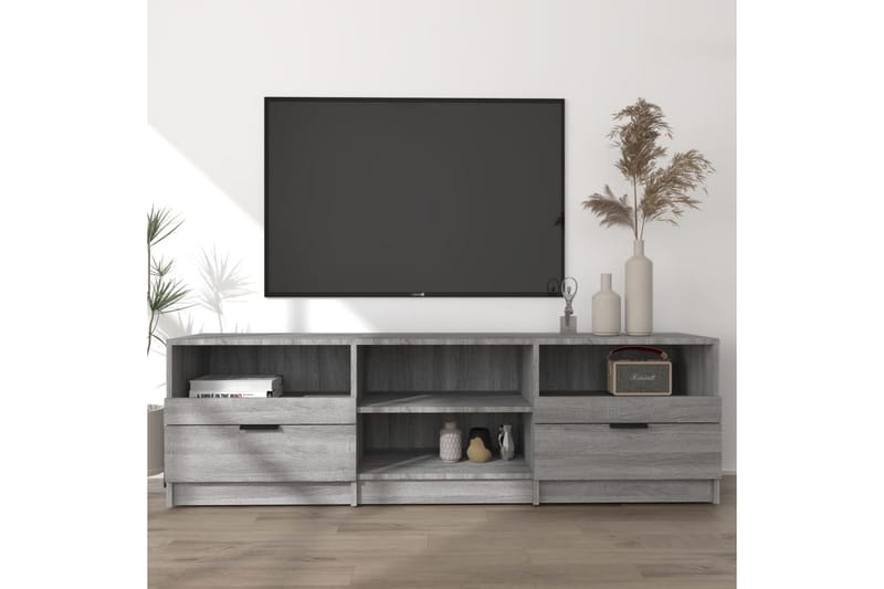 TV-benk grå sonoma 150x33,5x45 cm konstruert tre - Grå - TV-benk & mediabenk