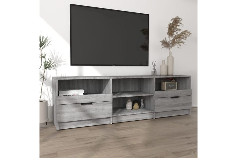 TV-benk grå sonoma 150x33,5x45 cm konstruert tre - Grå - TV-benk & mediabenk