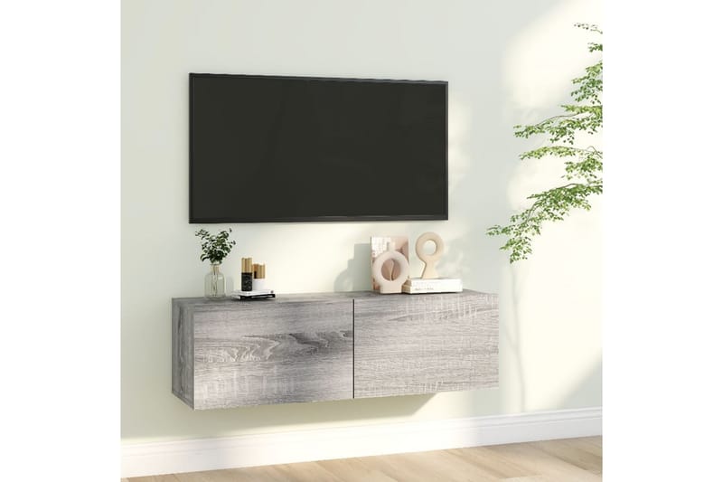 TV-benk grå sonoma eik 100x30x30 cm konstruert tre - Grå - TV-benk & mediabenk