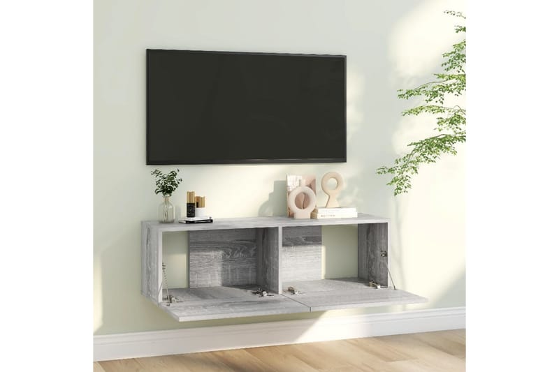 TV-benk grå sonoma eik 100x30x30 cm konstruert tre - Grå - TV-benk & mediabenk