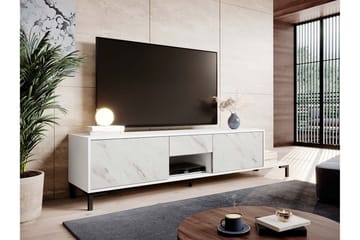 TV-benk Gulvstående 195 cm med Oppbevaring i Tre - Hvit - Møbler - Mediamøbel & tv møbel - TV-benk & mediabenk