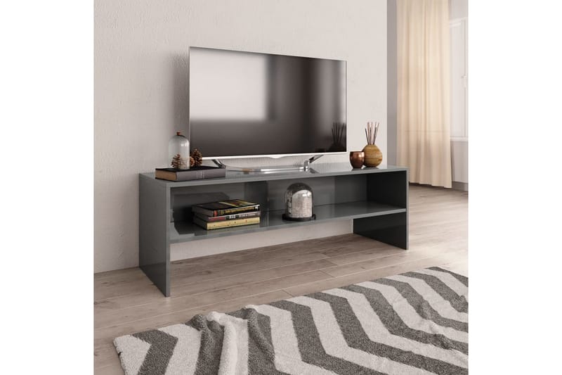 TV-benk høyglans grå 120x40x40 cm sponplate - Grå - Møbler - Mediamøbel & tv møbel - TV-benk & mediabenk