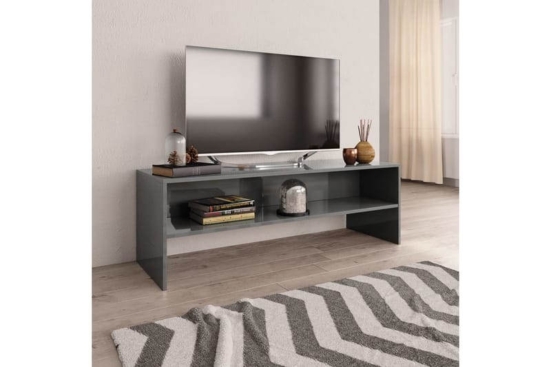 TV-benk høyglans grå 120x40x40 cm sponplate - Grå - TV-benk & mediabenk